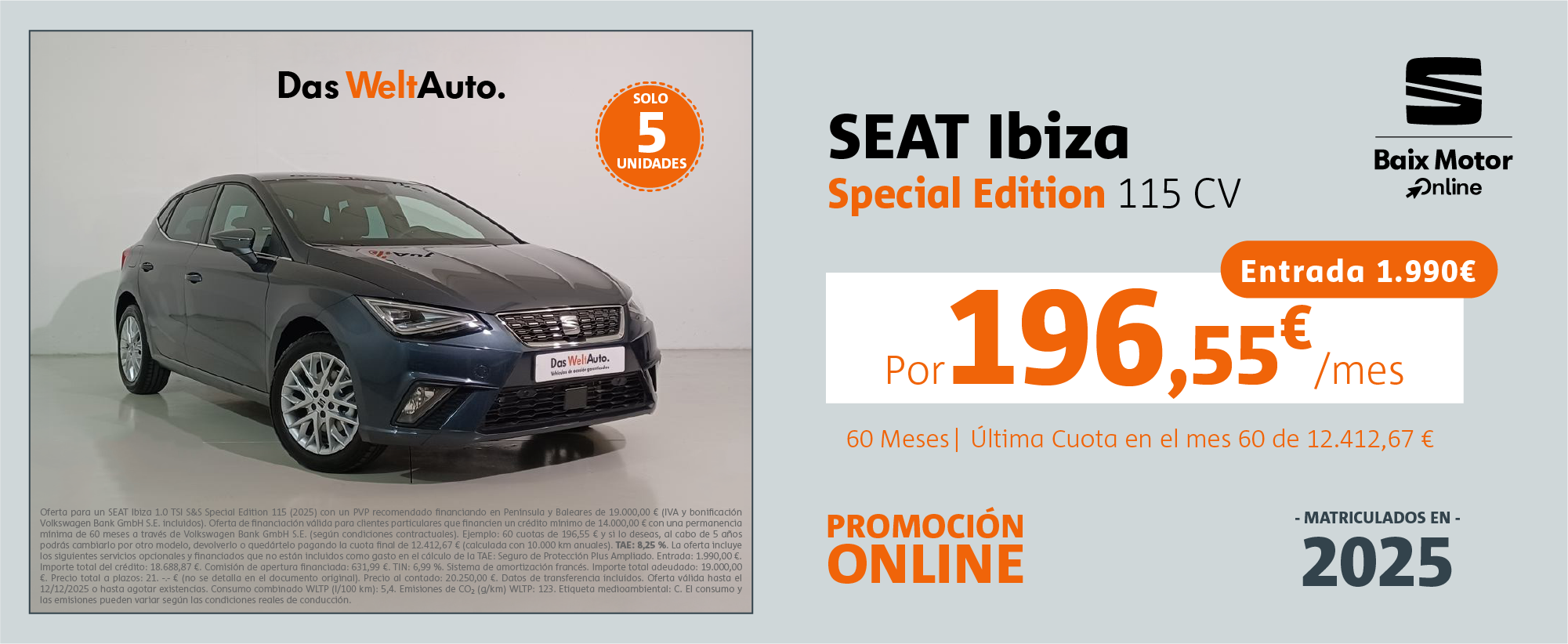 ¡Ocasión! Seat Ibiza por 196,55€/mes*
